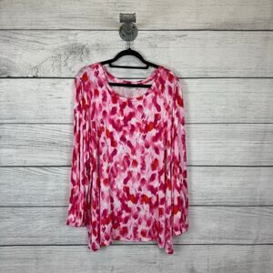 Belle by Kim Gravel Pink Long Sleeve Relaxed Blouse